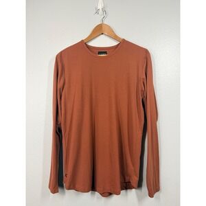 Cuts Curve Hem Mens Long Sleeve Shirt Terracotta Size L